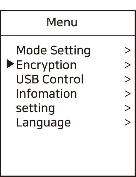 User Encryption Menu